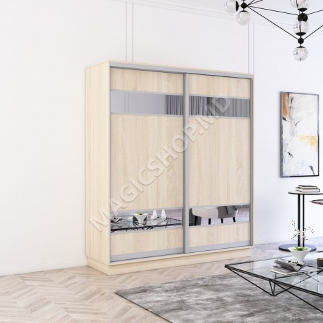 Шкаф Fox 140-180x60x220H см с раздвижными дверями Pal+Mirror